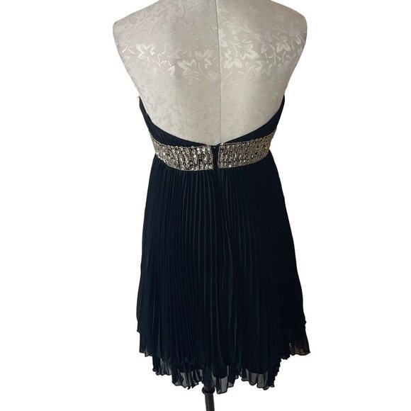 Shimmer By Bari Jay Womens Dress Size 6 Black Cocktail Pleated Chiffon Sequin Bo - Picture 2 of 11
